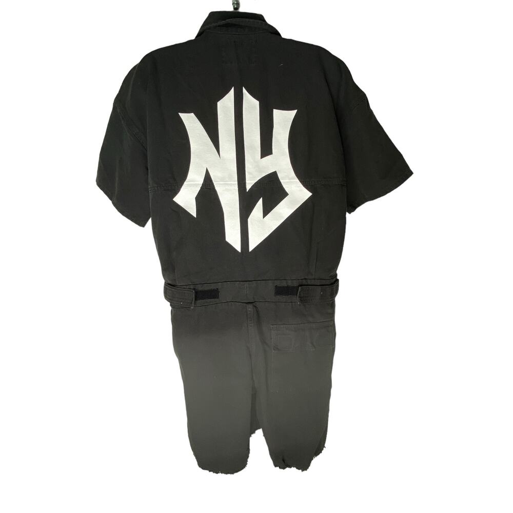 Spirit Jersey Mens Black Utility Denim Romper Distressed Streetwear Size M - Picture 5 of 9